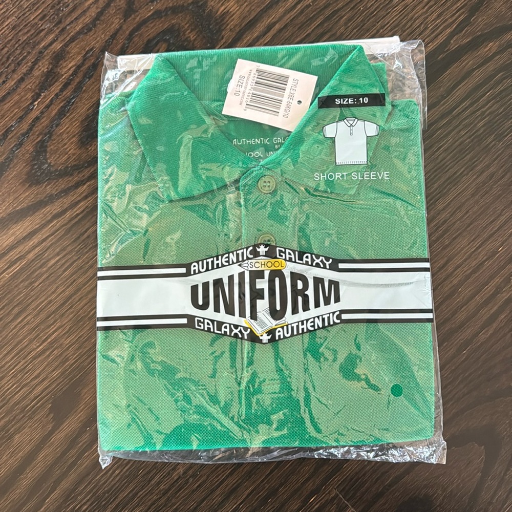 Size 10 Kelly green uniform shirt, NWT